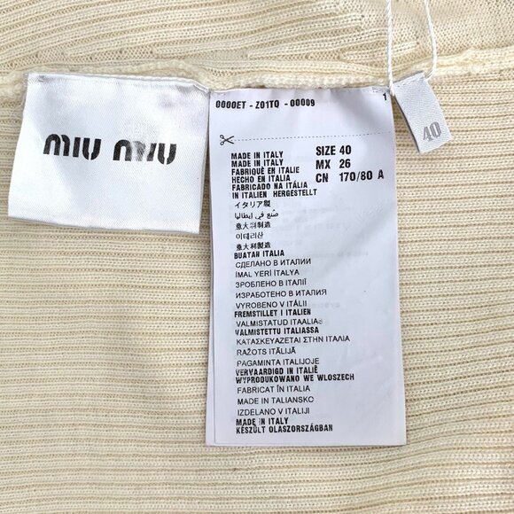 Miu Miu Womens Virgin Wool Knit Cardigan Sweater With Floral Lace Detail Button - Picture 6 of 7